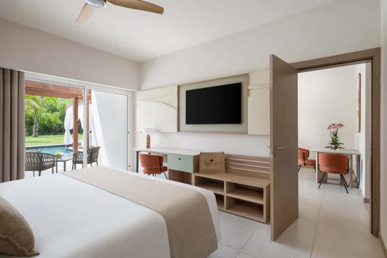 Preferred Club Master Suite Private Pool bedroom with separate living area at Dreams Royal Beach Punta Cana.