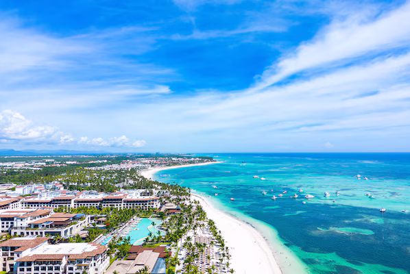 Punta Cana Beach near Dreams Royal Beach Punta Cana with pristine white sands and turquoise Caribbean waters