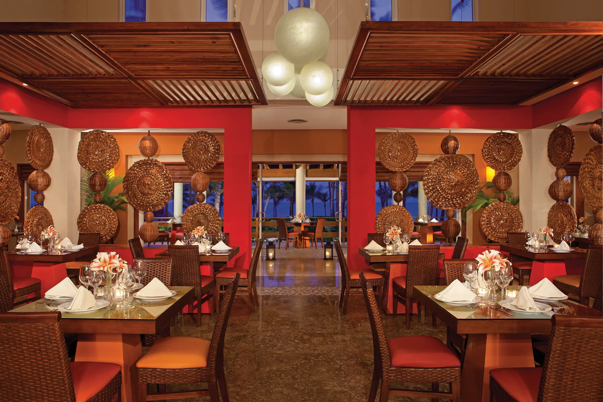 World Café buffet at Dreams Royal Beach Punta Cana featuring international cuisine stations, spacious dining area, and casual Caribbean ambiance.